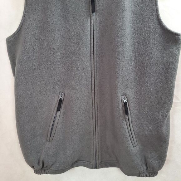King Size Men's (L-Tall) Gray Fleece Full Zip Sleeveless Vest w/ Zipper Pockets - Picture 3 of 9